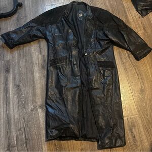 Women’s Classic Black Leather Trench Coat